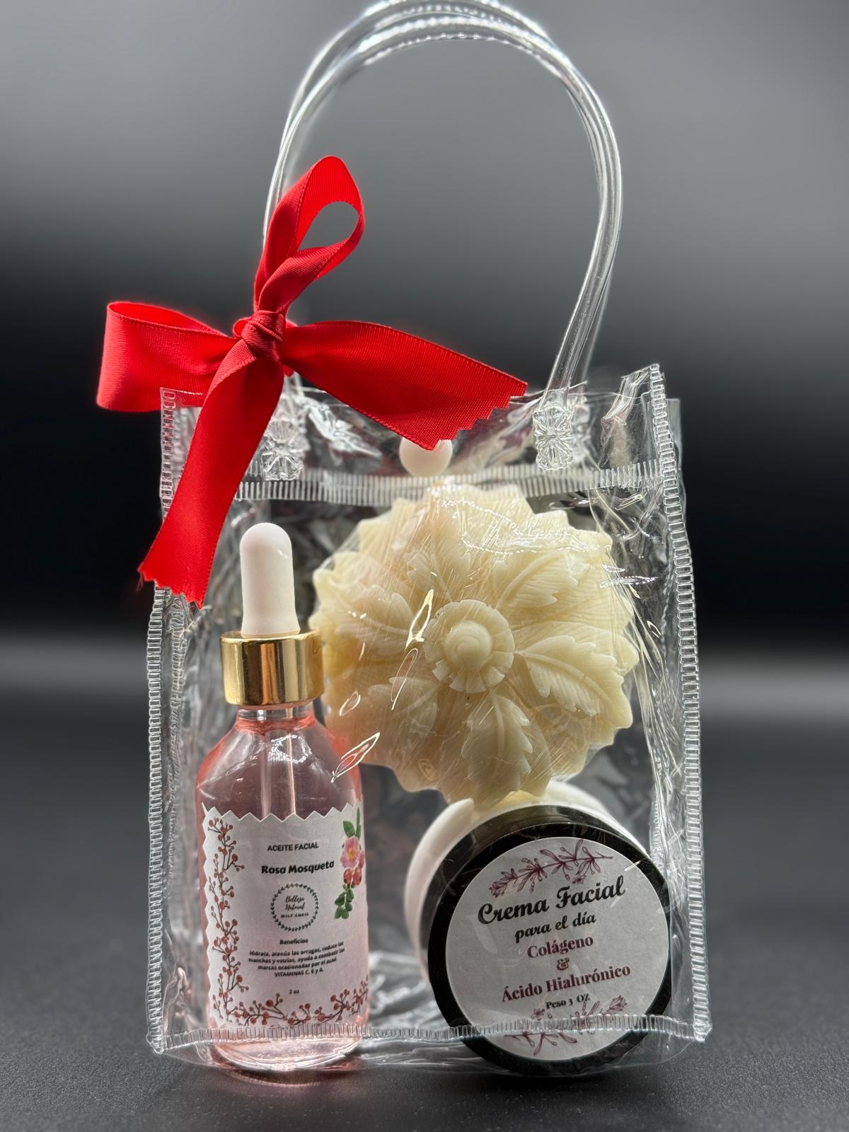 Kit Facial de Jabón y Crema de Colágeno y Ácido Hialuronico, y Aceite de Rosas