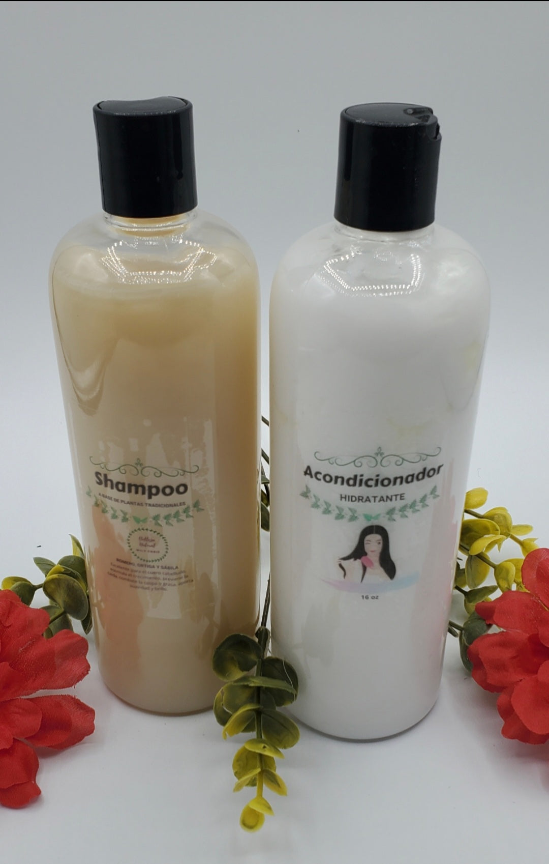Shampoo de Romero,Sábila y Ortiga, Acondicionador de Sábila.