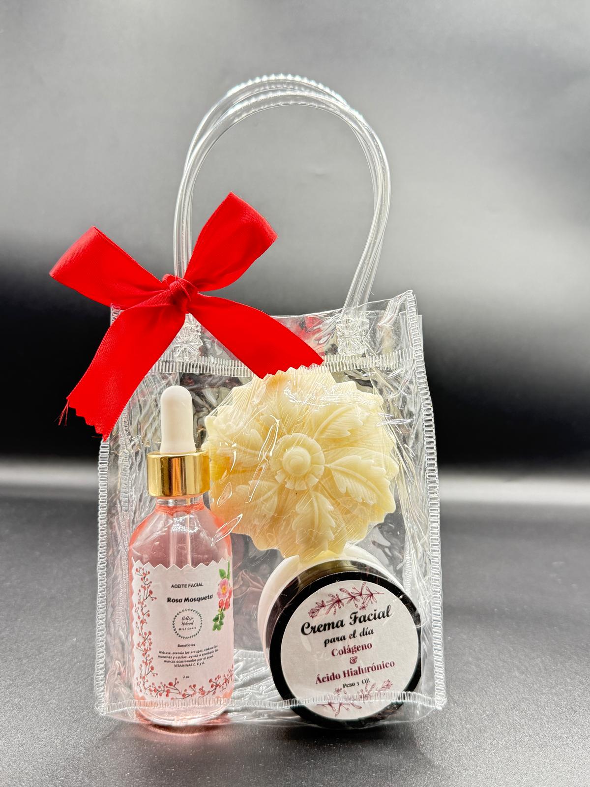 Kit Facial de Jabón y Crema  de Colágeno y Ácido  Hialuronico, y Aceite de Rosas